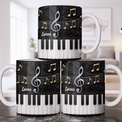 Personalized Music Note Design With Piano Keys - Personalized Custom Coffee Mug - MUSIC024_MG