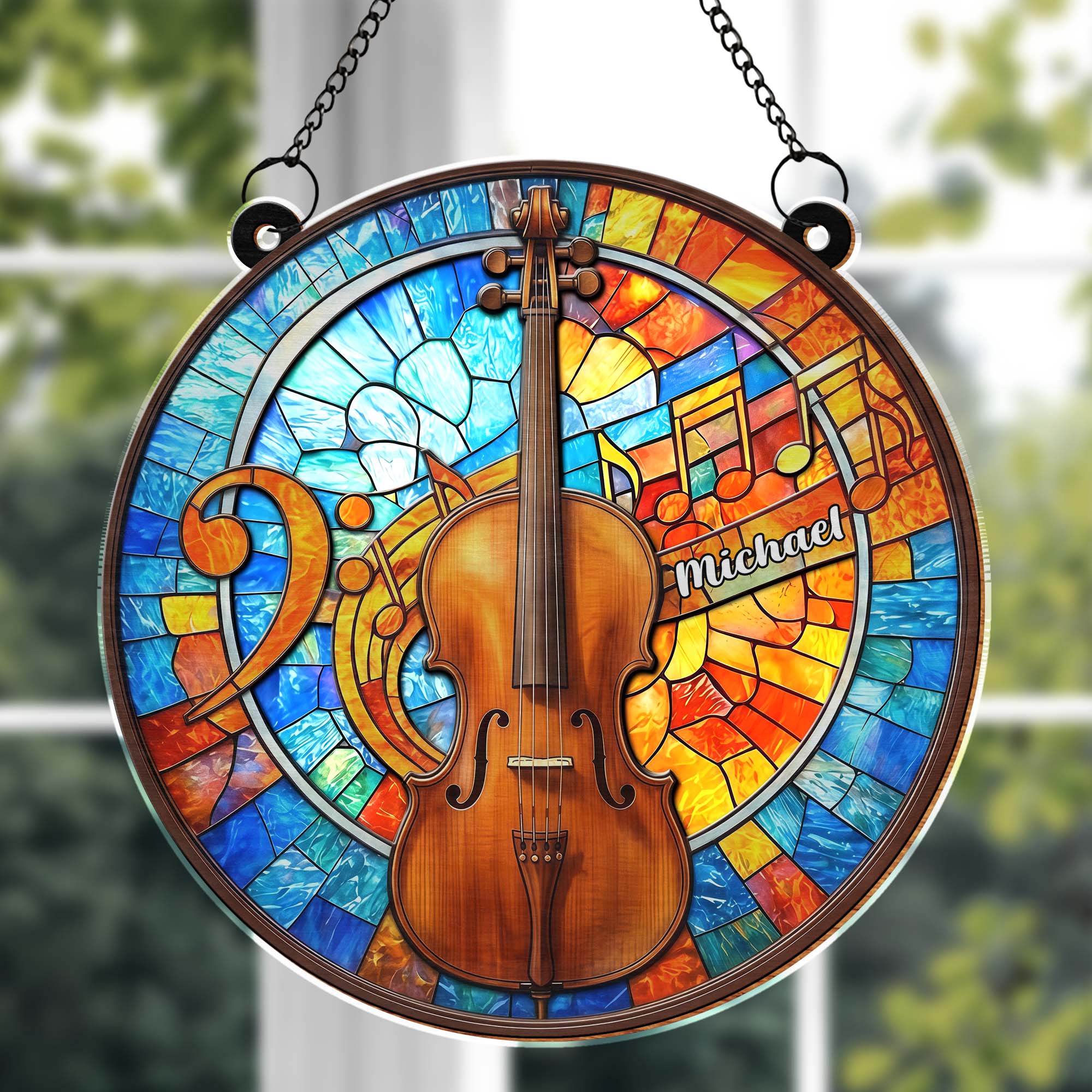 Violin Musical Notes Suncatcher, Personalized Gift For Music Lovers ...