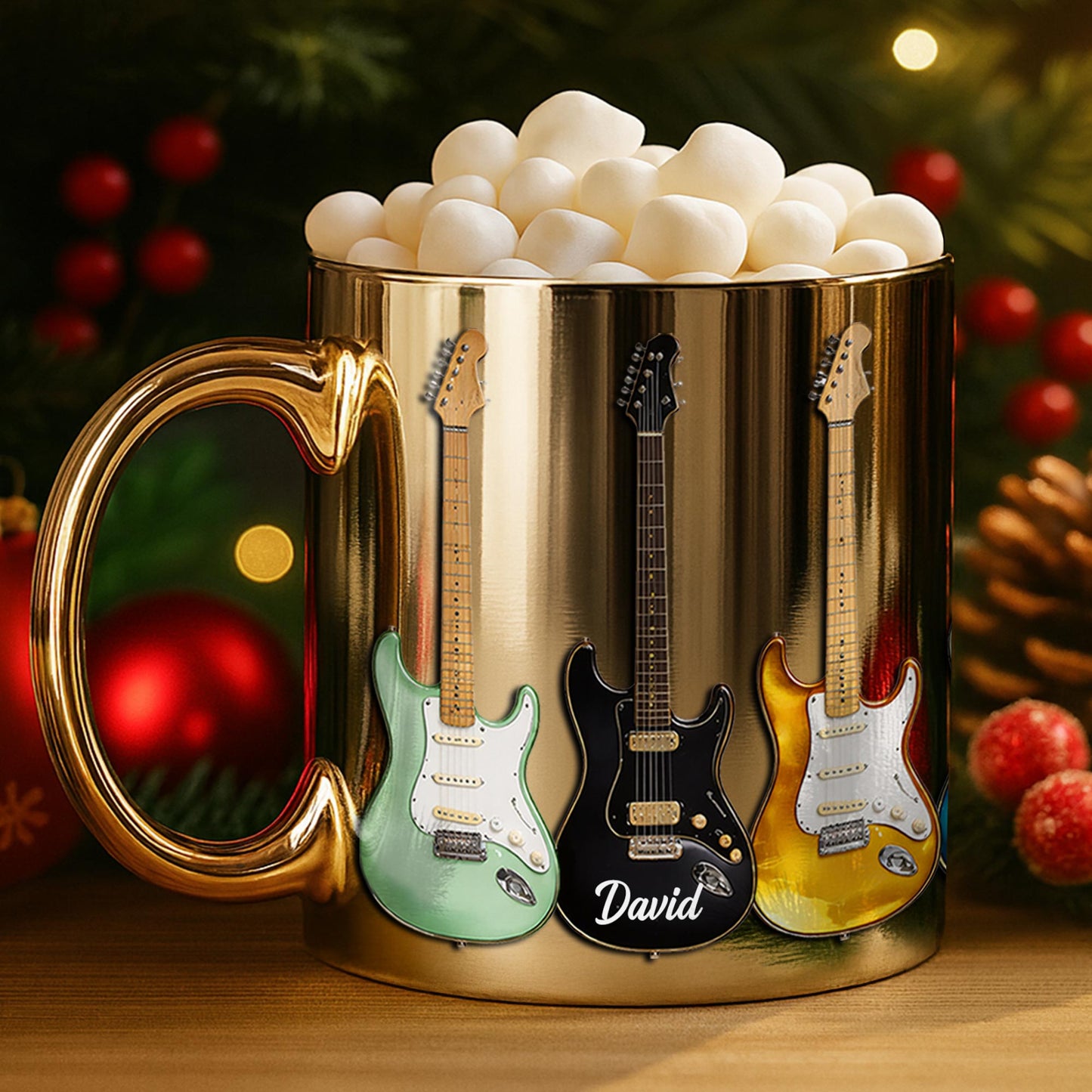 A Life Played With Passion, Electric Guitar Stained Glass Effect - Personalized Custom Metallic Mug - MUSIC041_MMUG