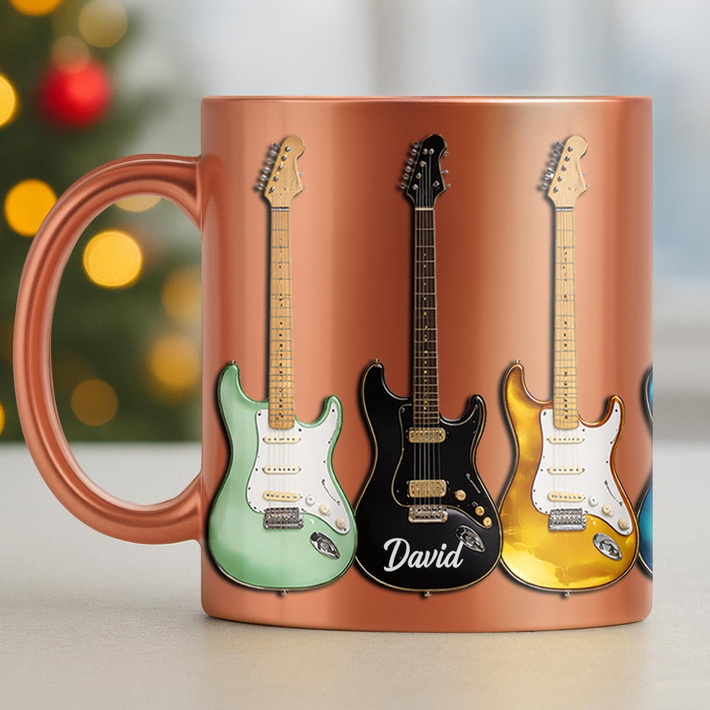 A Life Played With Passion, Electric Guitar Stained Glass Effect - Personalized Custom Metallic Mug - MUSIC041_MMUG