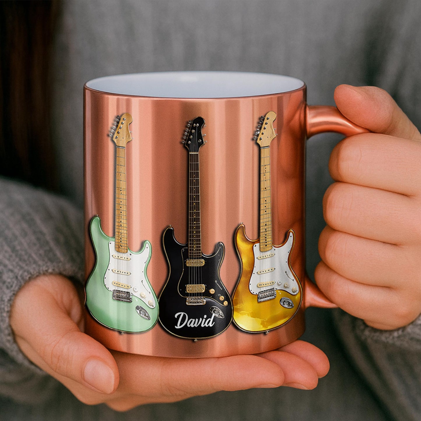 A Life Played With Passion, Electric Guitar Stained Glass Effect - Personalized Custom Metallic Mug - MUSIC041_MMUG