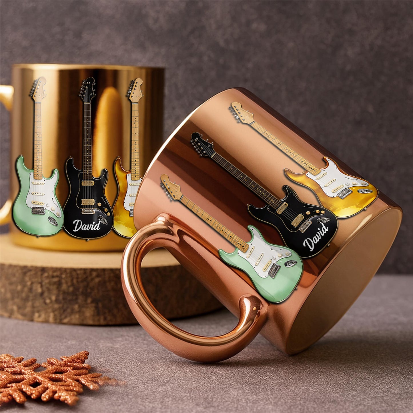 A Life Played With Passion, Electric Guitar Stained Glass Effect - Personalized Custom Metallic Mug - MUSIC041_MMUG