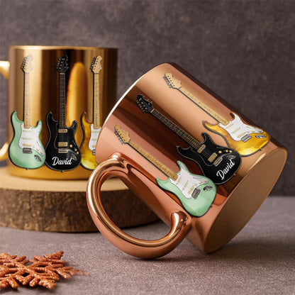 A Life Played With Passion, Electric Guitar Stained Glass Effect - Personalized Custom Metallic Mug - MUSIC041_MMUG