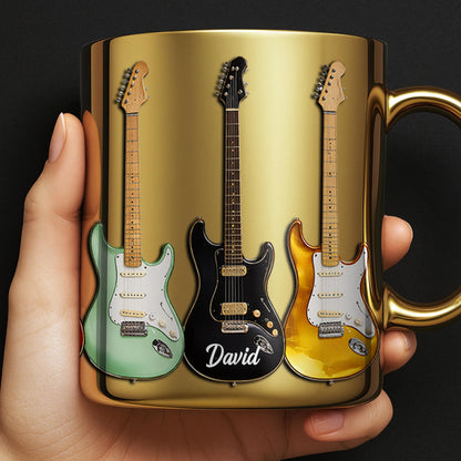 A Life Played With Passion, Electric Guitar Stained Glass Effect - Personalized Custom Metallic Mug - MUSIC041_MMUG