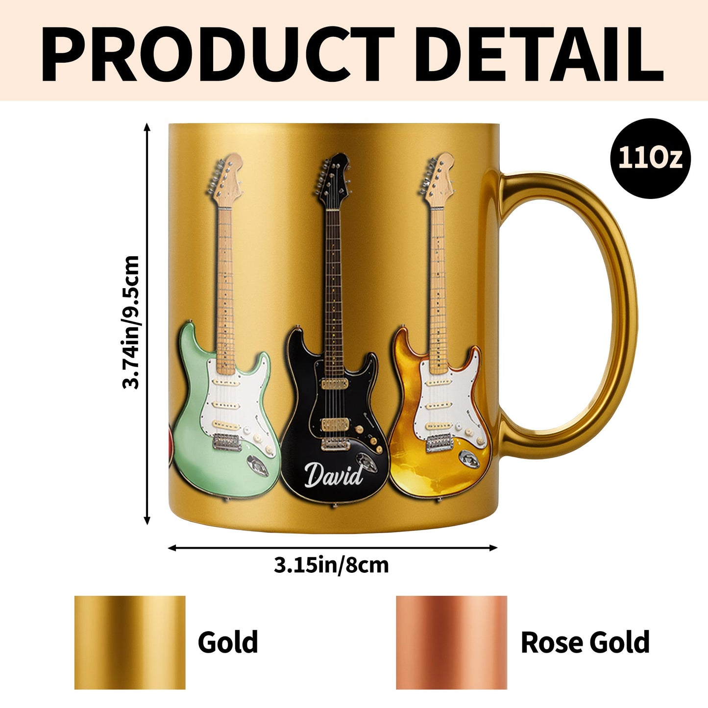 A Life Played With Passion, Electric Guitar Stained Glass Effect - Personalized Custom Metallic Mug - MUSIC041_MMUG