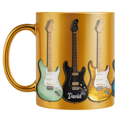 A Life Played With Passion, Electric Guitar Stained Glass Effect - Personalized Custom Metallic Mug - MUSIC041_MMUG