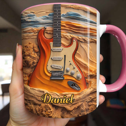 Rock On With A Soul That Sings Electric Guitar Desert Art - Personalized Custom Accent Mug - MUSIC049_AMUG