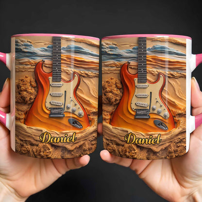Rock On With A Soul That Sings Electric Guitar Desert Art - Personalized Custom Accent Mug - MUSIC049_AMUG