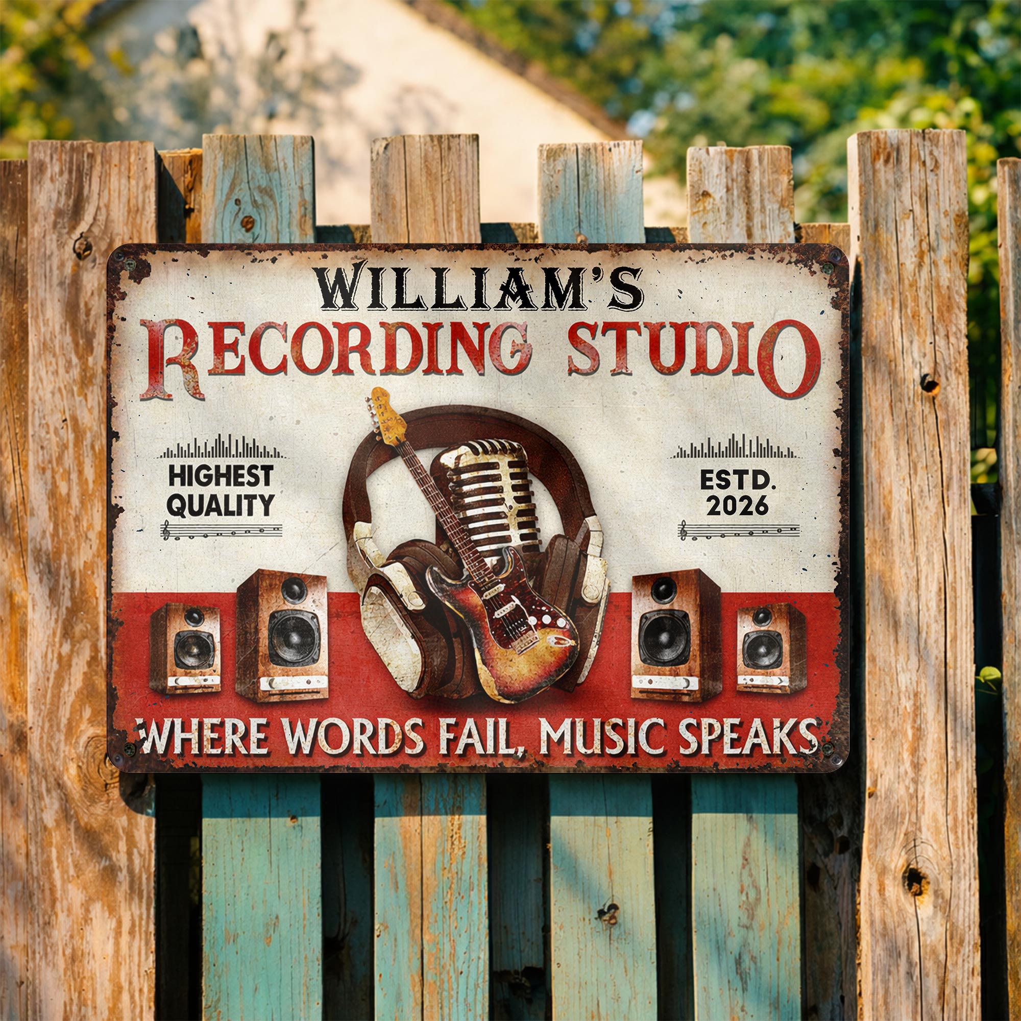 Recording Studio, Personalized Metal Sign, Gift For Music Lovers – ALMAGEMS