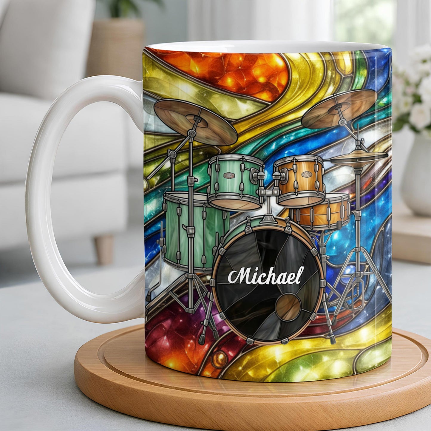 Music Is The Heartbeat Of The Soul Colorful Drum Set - Personalized Custom Coffee Mug - MUSIC060_MG
