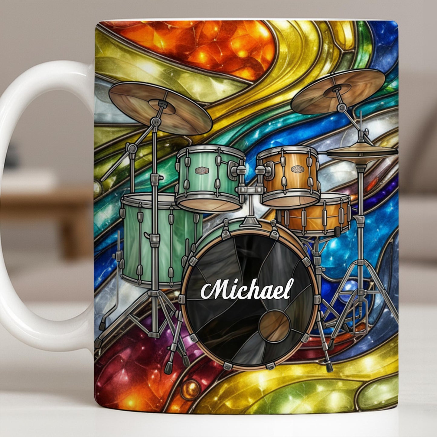 Music Is The Heartbeat Of The Soul Colorful Drum Set - Personalized Custom Coffee Mug - MUSIC060_MG