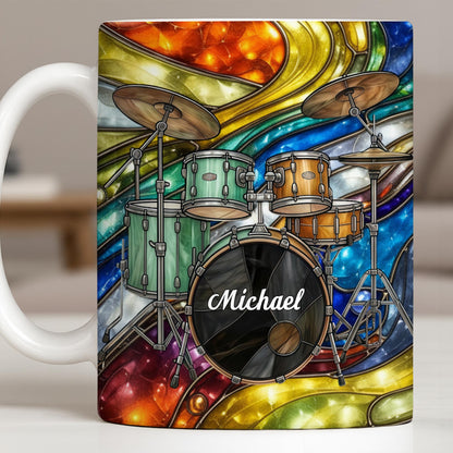 Music Is The Heartbeat Of The Soul Colorful Drum Set - Personalized Custom Coffee Mug - MUSIC060_MG
