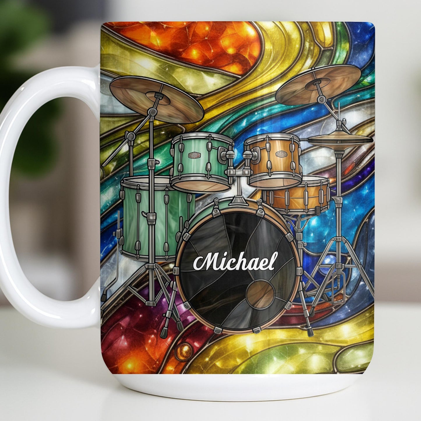 Music Is The Heartbeat Of The Soul Colorful Drum Set - Personalized Custom Coffee Mug - MUSIC060_MG