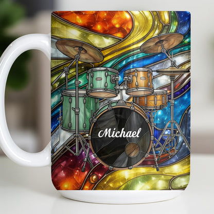 Music Is The Heartbeat Of The Soul Colorful Drum Set - Personalized Custom Coffee Mug - MUSIC060_MG