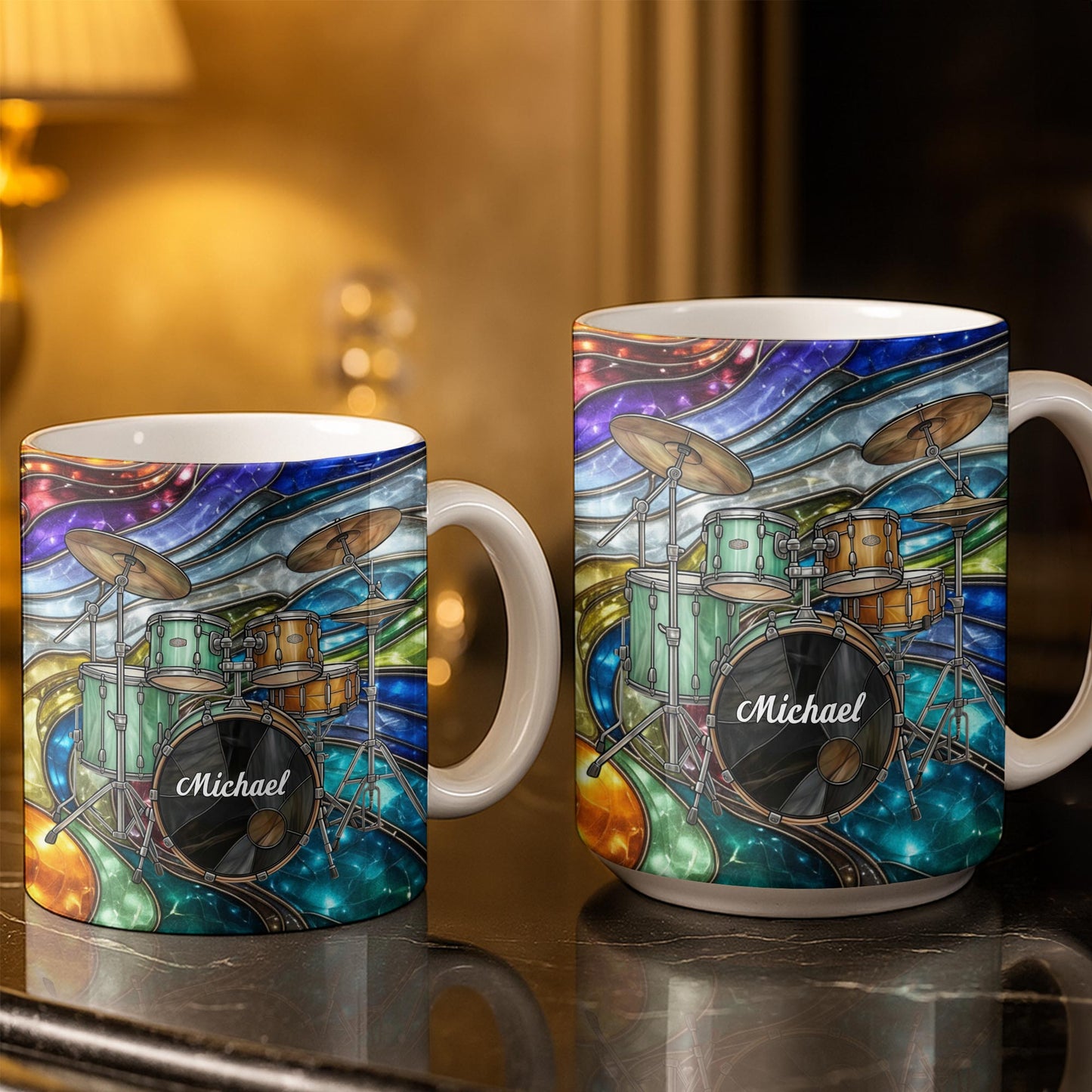 Music Is The Heartbeat Of The Soul Colorful Drum Set - Personalized Custom Coffee Mug - MUSIC060_MG