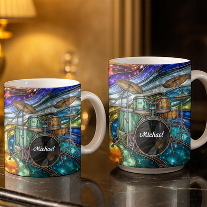 Music Is The Heartbeat Of The Soul Colorful Drum Set - Personalized Custom Coffee Mug - MUSIC060_MG