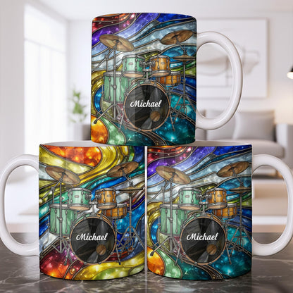 Music Is The Heartbeat Of The Soul Colorful Drum Set - Personalized Custom Coffee Mug - MUSIC060_MG
