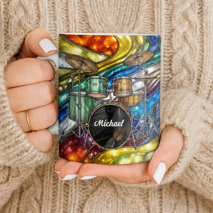Music Is The Heartbeat Of The Soul Colorful Drum Set - Personalized Custom Coffee Mug - MUSIC060_MG