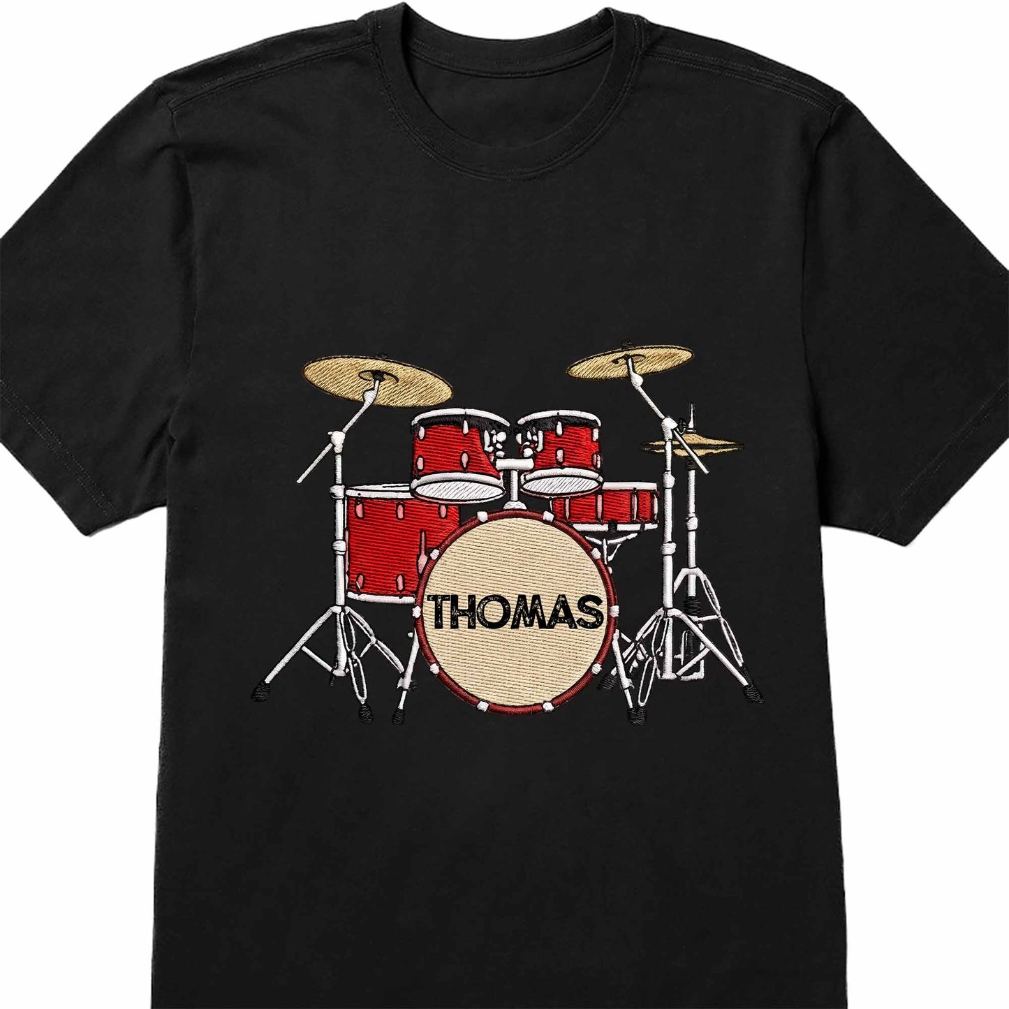 Drummer Personalized Custom Drum Set With 3D Embroidery - Personalized Custom Unisex T-shirt, Hoodie - MUSIC069_BBAS