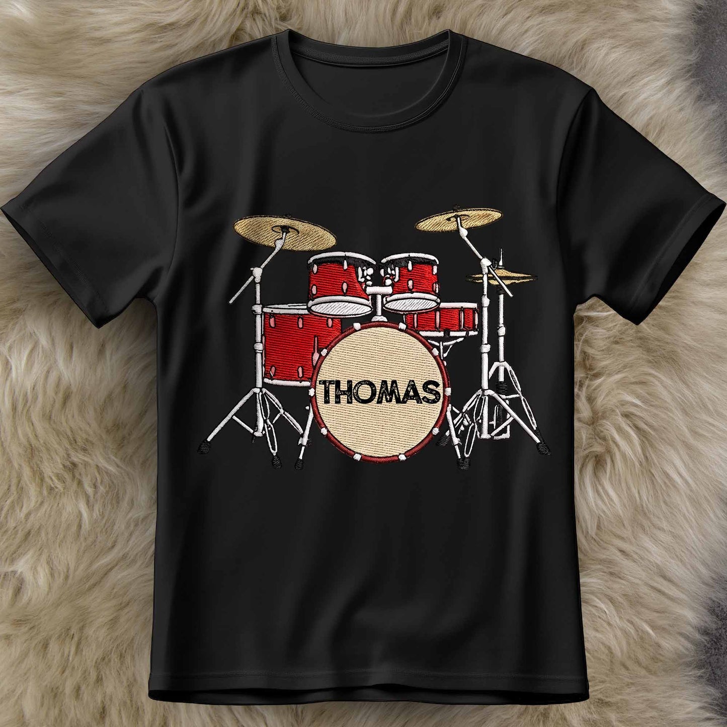 Drummer Personalized Custom Drum Set With 3D Embroidery - Personalized Custom Unisex T-shirt, Hoodie - MUSIC069_BBAS
