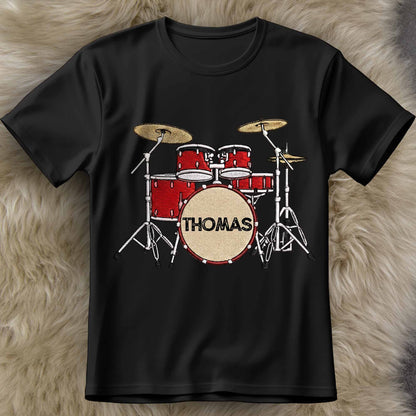 Drummer Personalized Custom Drum Set With 3D Embroidery - Personalized Custom Unisex T-shirt, Hoodie - MUSIC069_BBAS