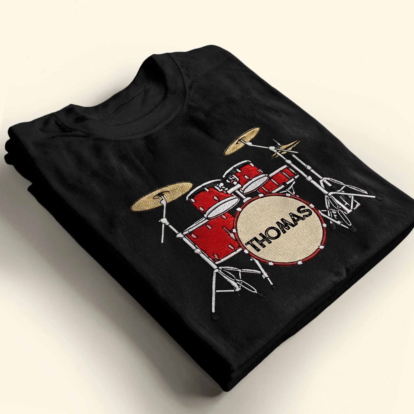 Drummer Personalized Custom Drum Set With 3D Embroidery - Personalized Custom Unisex T-shirt, Hoodie - MUSIC069_BBAS