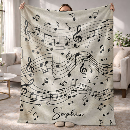 Life Rhythm And Harmony Personalized Music Notes - Personalized Custom Blanket - MUSIC108_BLK