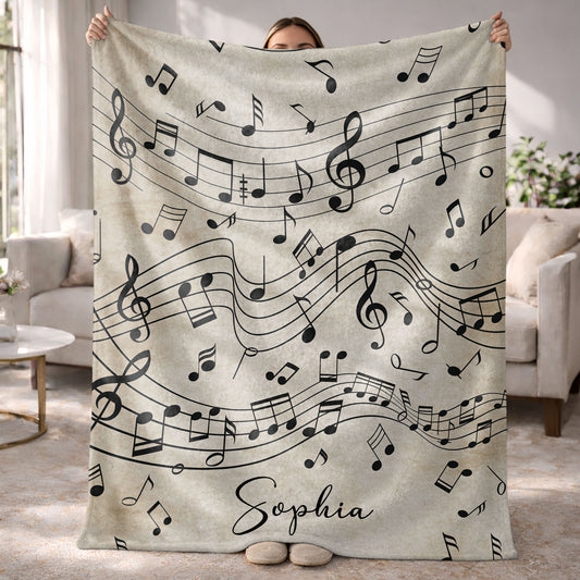 Life Rhythm And Harmony Personalized Music Notes - Personalized Custom Blanket - MUSIC108_BLK