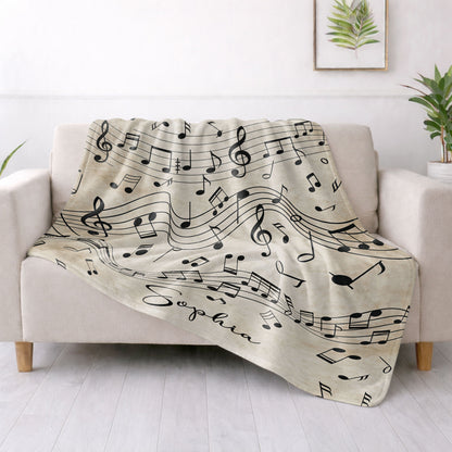 Life Rhythm And Harmony Personalized Music Notes - Personalized Custom Blanket - MUSIC108_BLK