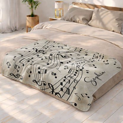 Life Rhythm And Harmony Personalized Music Notes - Personalized Custom Blanket - MUSIC108_BLK