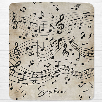 Life Rhythm And Harmony Personalized Music Notes - Personalized Custom Blanket - MUSIC108_BLK