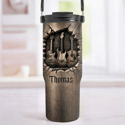 Rock On With These Iconic Guitars Through The Wall - Personalized 30oz Tumbler With Handle - MUSIC166_TBH