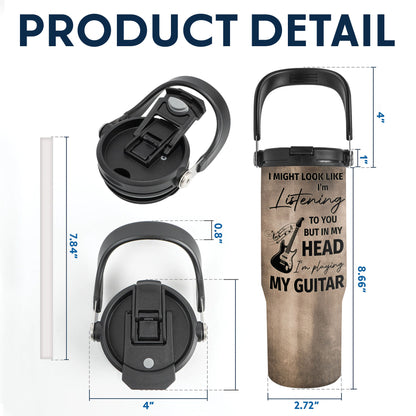 Rock On With These Iconic Guitars Through The Wall - Personalized 30oz Tumbler With Handle - MUSIC166_TBH