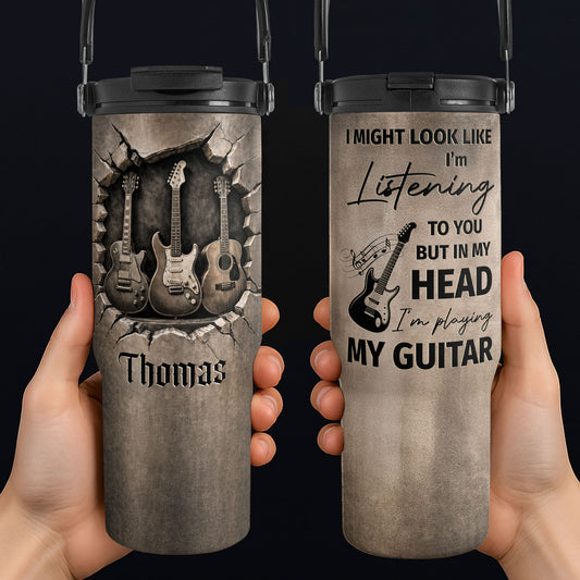 Rock On With These Iconic Guitars Through The Wall - Personalized 30oz Tumbler With Handle - MUSIC166_TBH