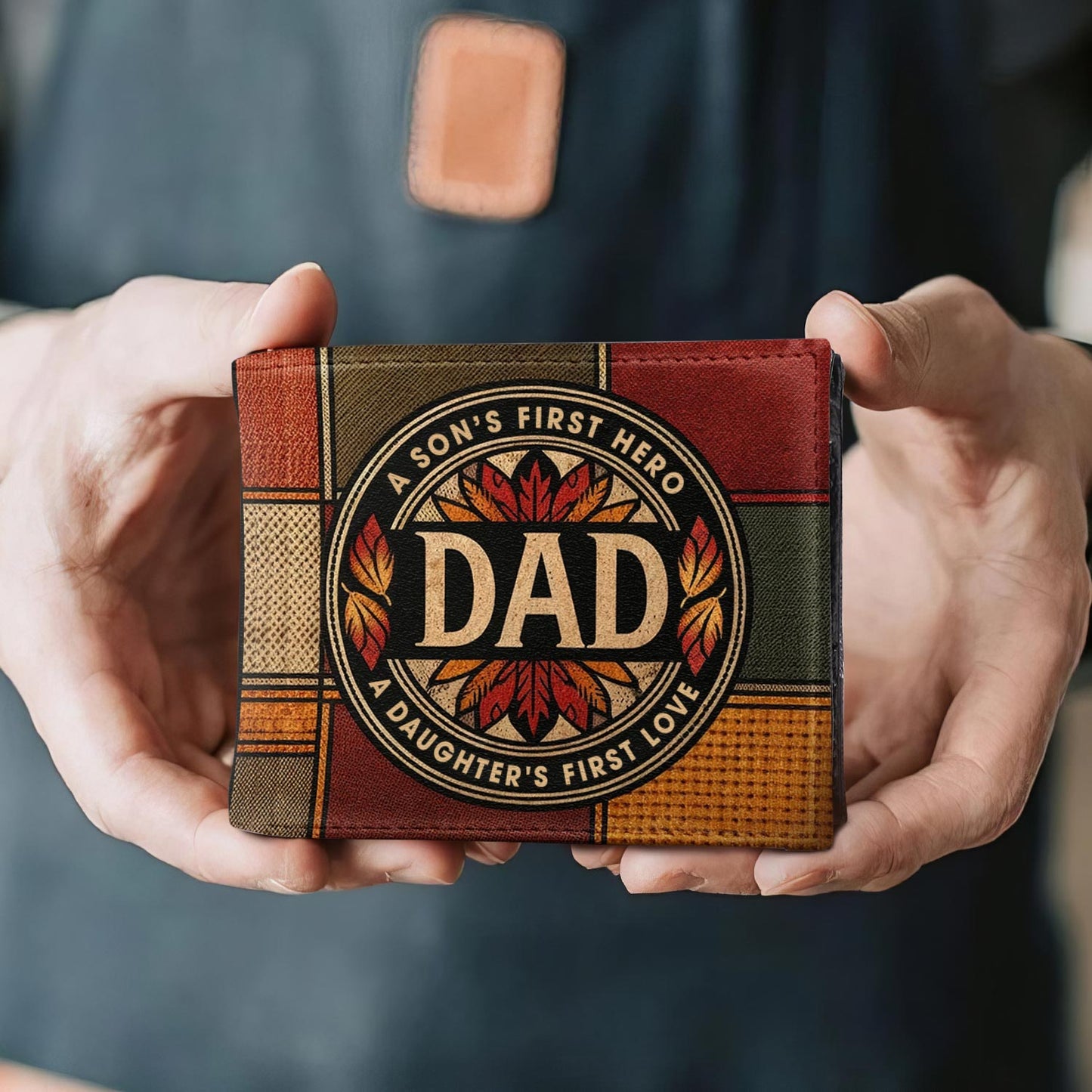 Dad, A Son's First Hero, A Daughter's First Love - Men's Leather Wallet - MW10