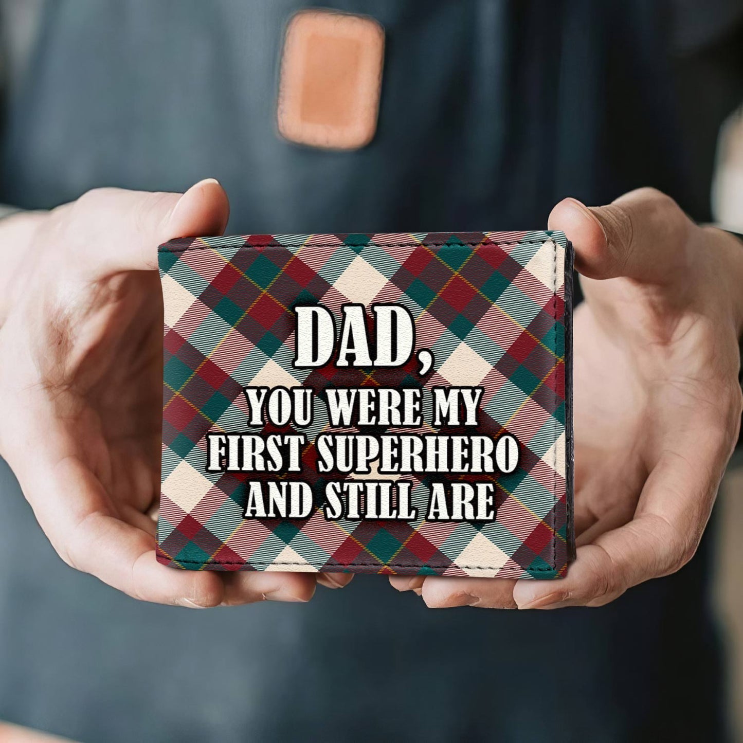 Dad, you were my first superhero - Men's Leather Wallet - MW13