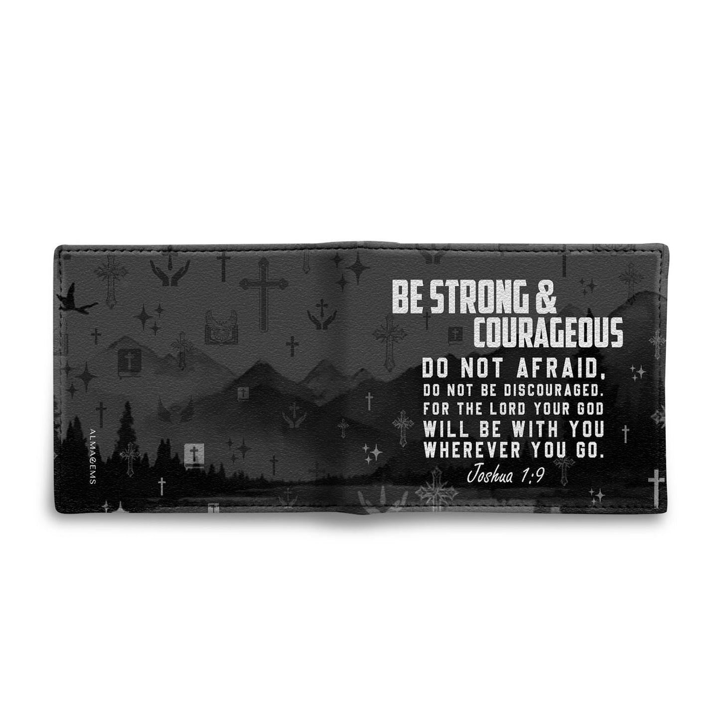 Be Strong and Courageous - Men's Leather Wallet - MW34