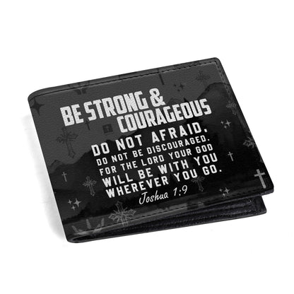 Be Strong and Courageous - Men's Leather Wallet - MW34