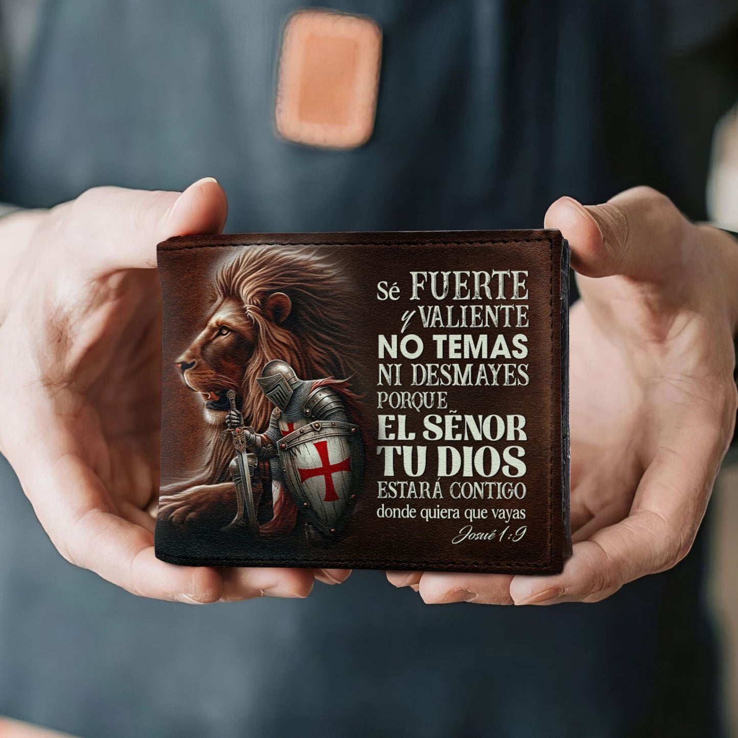 Sé Fuerte Y Valiente - Men's Leather Wallet - MW_MX02