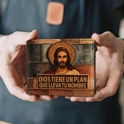 Dios Tiene Un Plan Que Lleva Tu Nombre - Men's Leather Wallet - MW_MX03