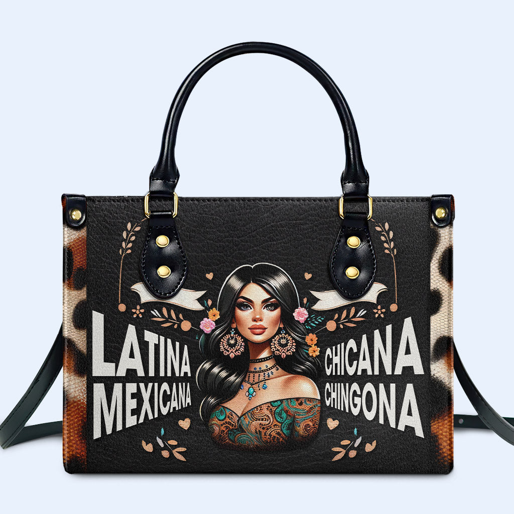 Latina Mexicana Chicana Chingona - Bolso de Cuero Personalizado - MX04