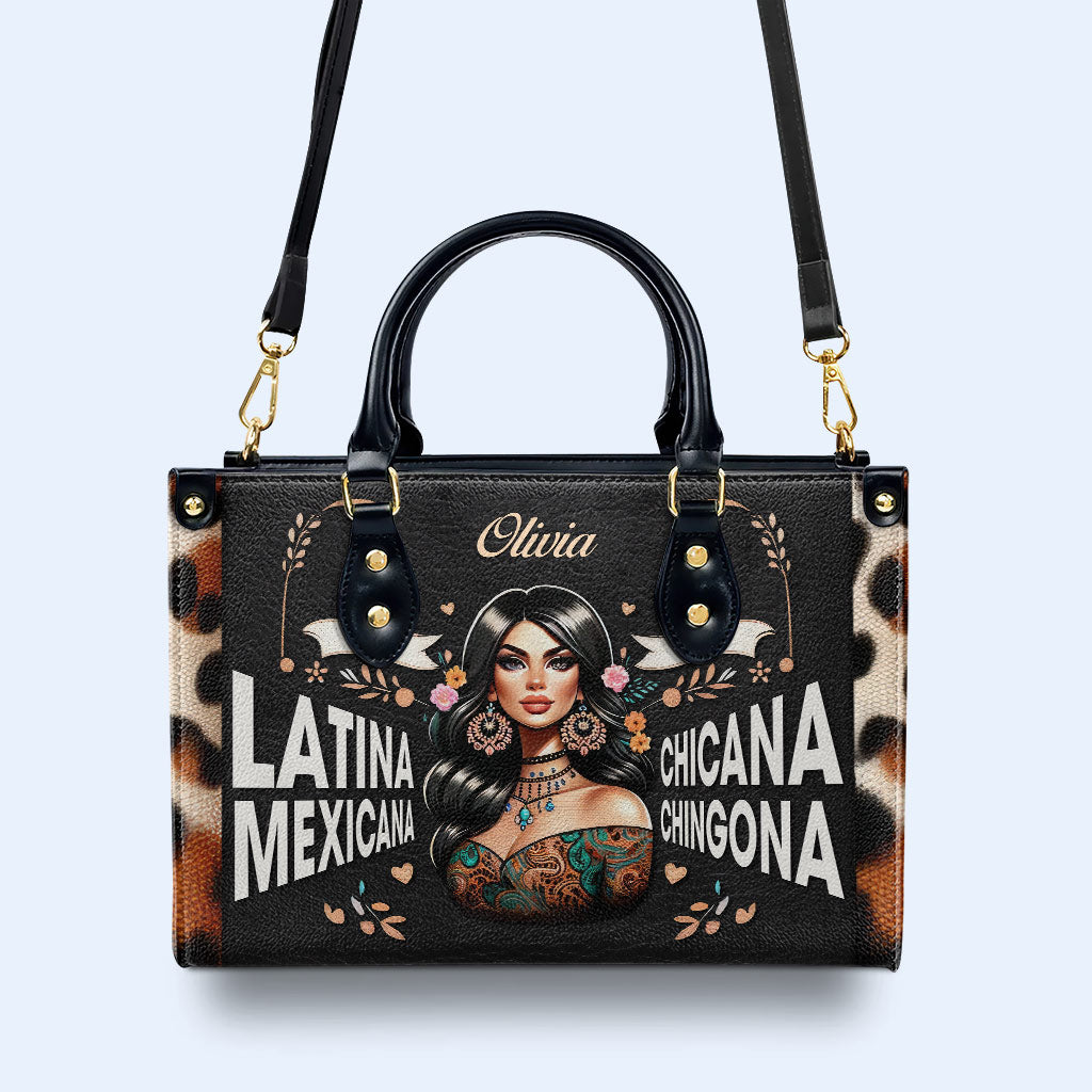 Latina Mexicana Chicana Chingona - Bolso de Cuero Personalizado - MX04