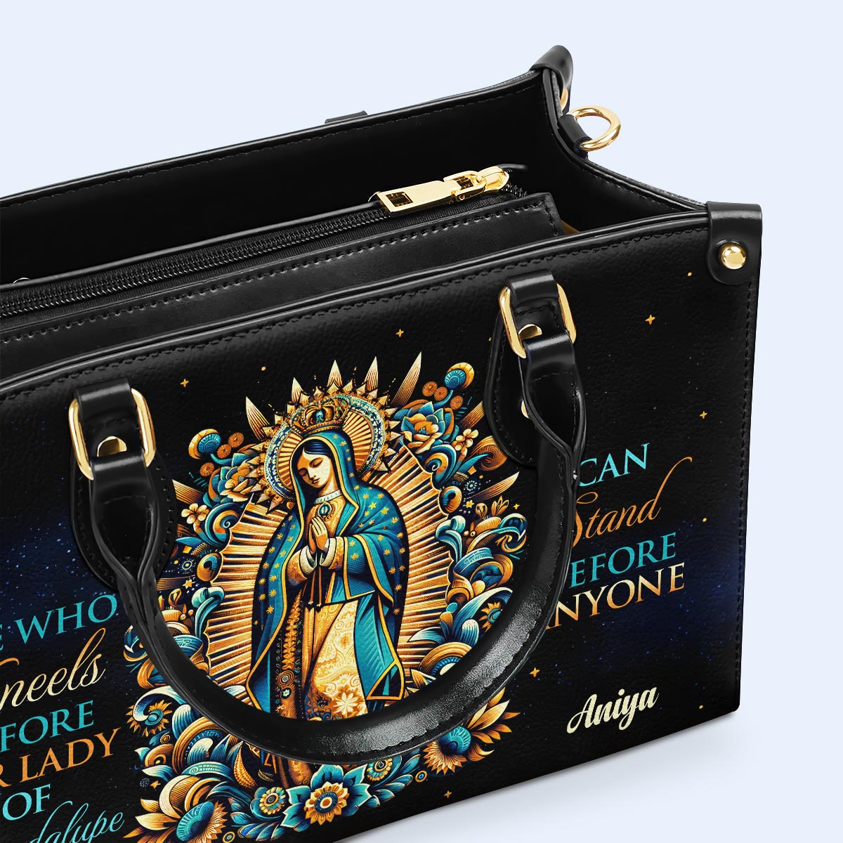 La Que Se Arrodilla Ante Nuestra Señora de Guadalupe - Bolso de Cuero Personalizado - MX17