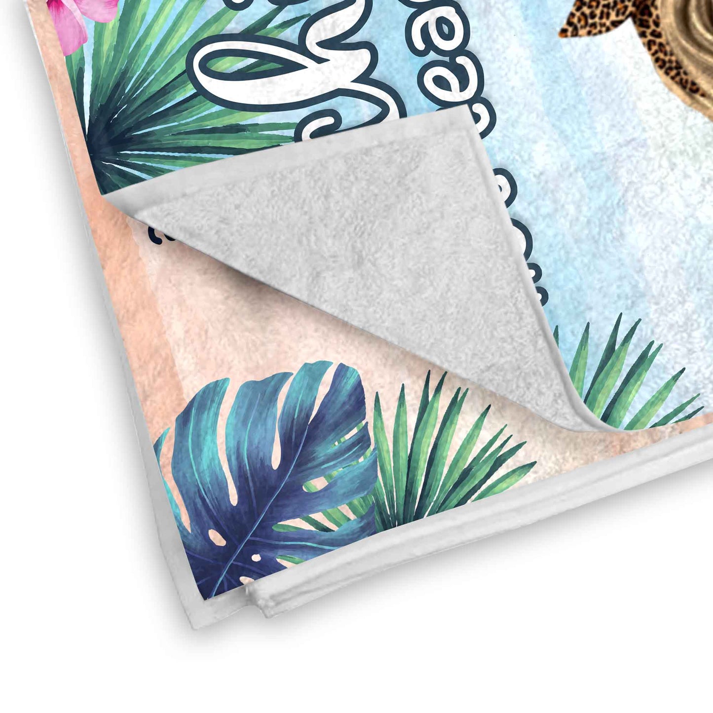 Beaching Not Teaching, Palm Trees, Flowers - Personalized Beach Towel - TEACH006_BETO