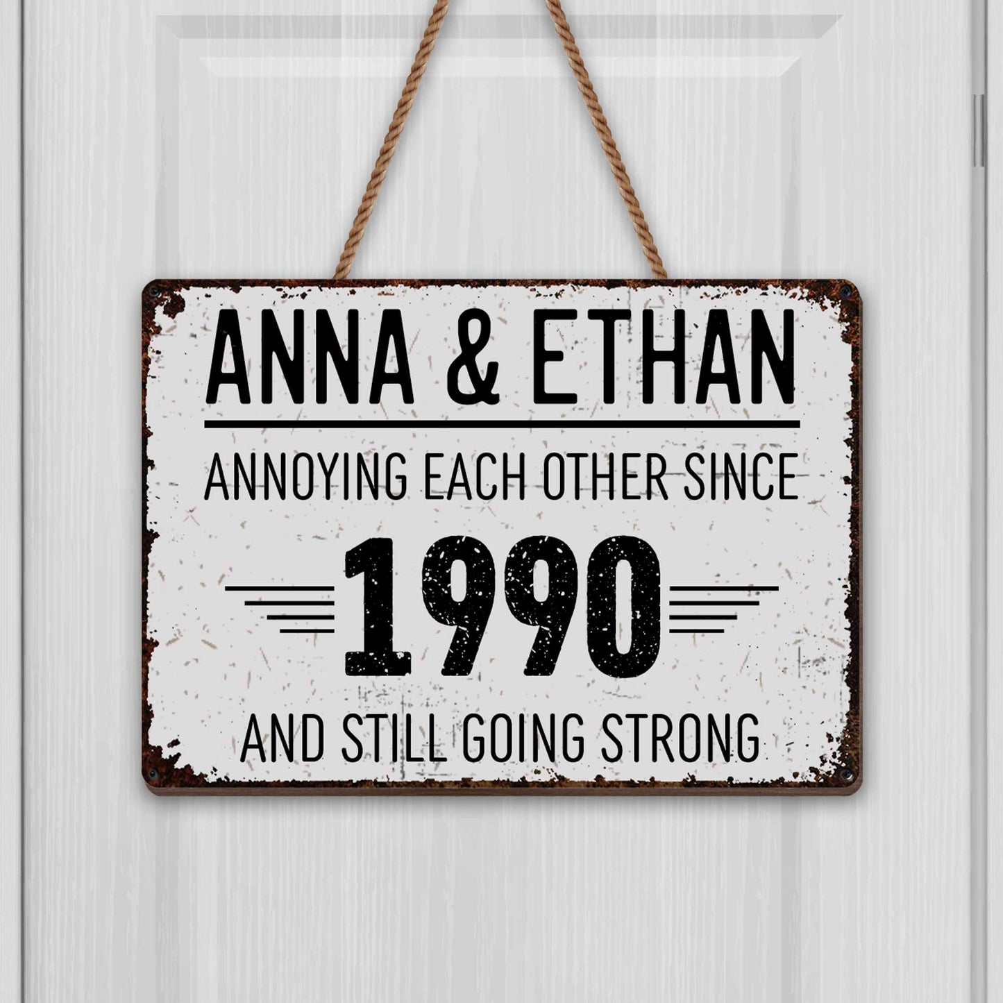 Annoying Each Other Since, Going Strong - Personalized Custom Shaped Wood Sign - CPL050_WSIGN