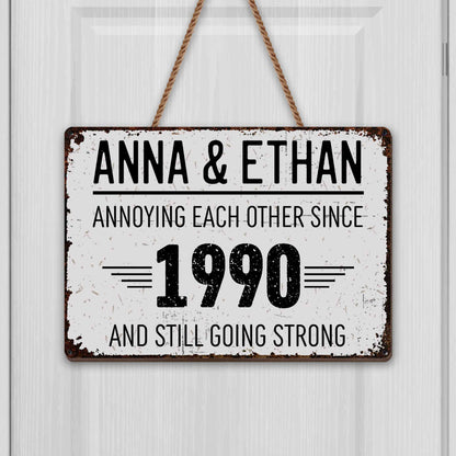 Annoying Each Other Since, Going Strong - Personalized Custom Shaped Wood Sign - CPL050_WSIGN