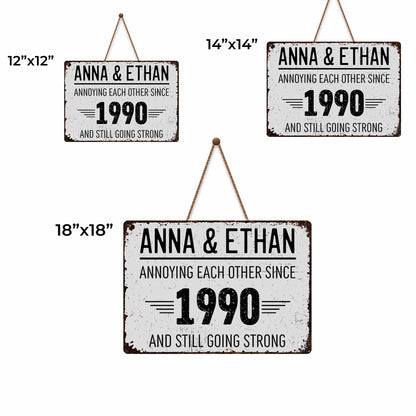 Annoying Each Other Since, Going Strong - Personalized Custom Shaped Wood Sign - CPL050_WSIGN