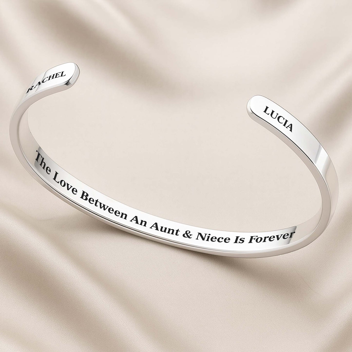 To My Niece, The Love Between An Aunt & Niece, Flower - Personalized Bracelet Cuff With Custom Message Card - NCE002_CUFB