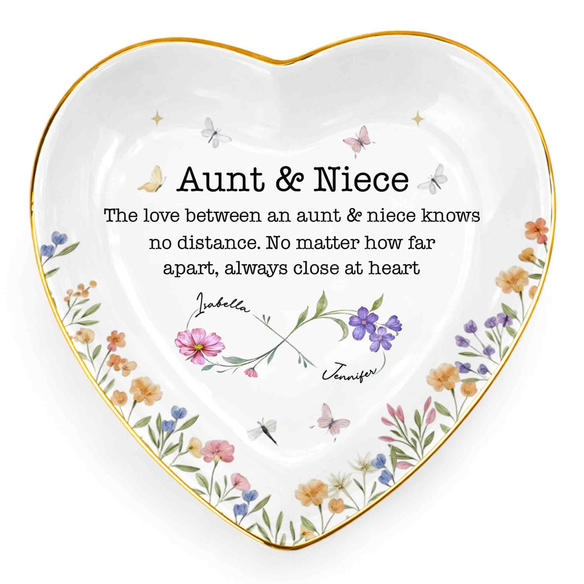 Aunt & Niece The Love Knows No Distance Floral Butterfly Infinity Heart