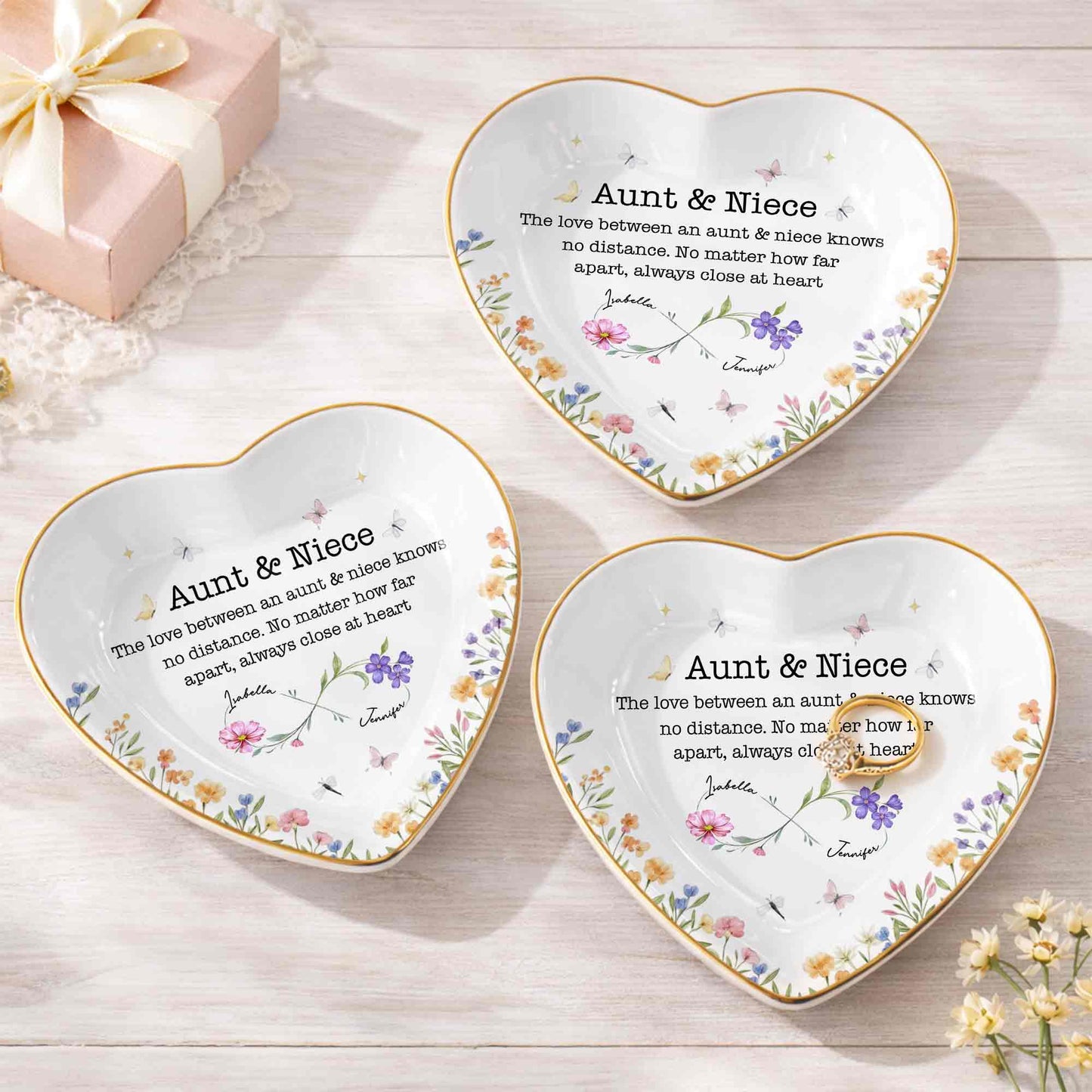 Aunt & Niece The Love Knows No Distance Floral Butterfly Infinity Heart